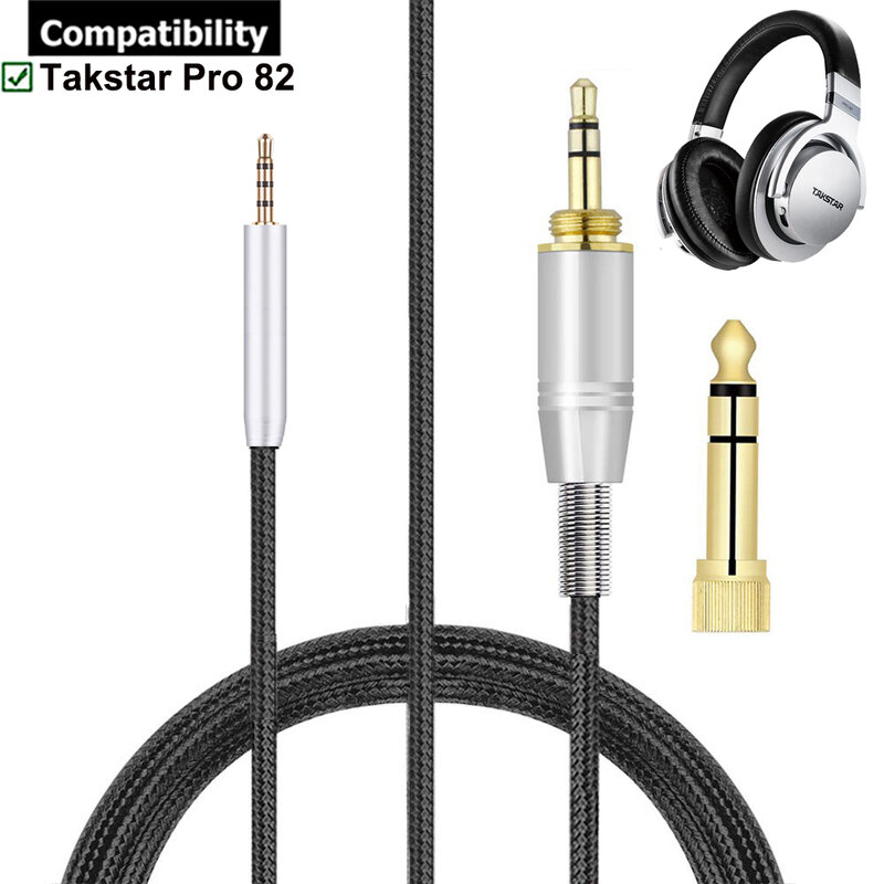 Cable de extensión trenzado de nailon de repuesto OFC, 6,35mm, para auriculares Takstar Pro82 Pro 82