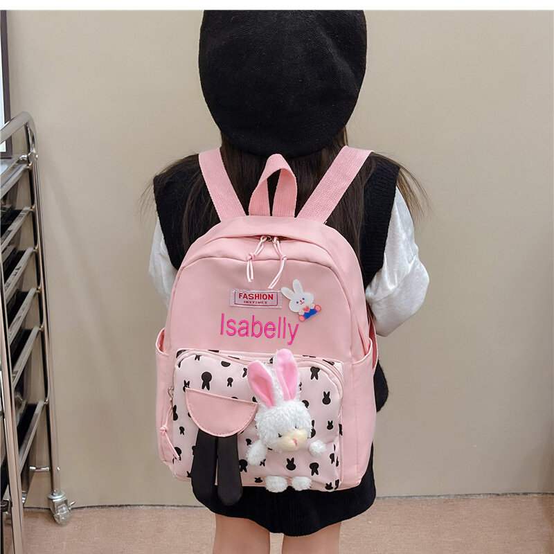 Mochila nome personalizado bonito para crianças, Kindergarten Student School Bag, saco personalizado, casual