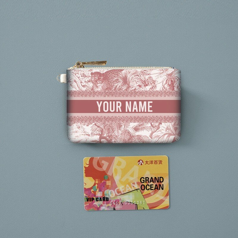 Spersonalizowane niestandardowe litery niestandardowe kopertówka kobiety portfel Mini zakupy podróżne przenośne torba na karty Zip torebka portmonetka
