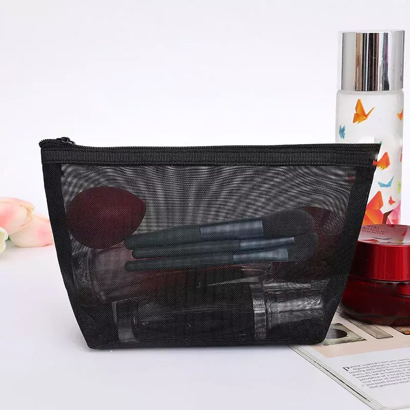 1PC Travel Storage Makeup Bag Organizer Female Make Up Pouch Toiletry Beauty Pencil Case Mesh Small Large Cosmetic Bag for Women