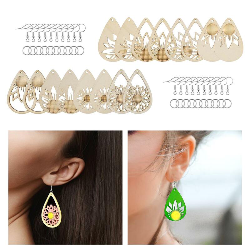 Boucles d'oreilles en bois inachevées, boucle d'oreille en forme de larme, fournitures exécutives, bijoux artisanaux, bricolage, 182x