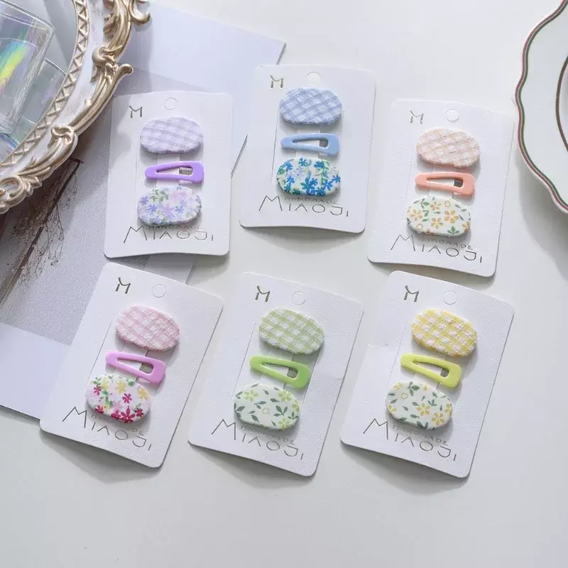 Mini horquillas ovaladas florales coreanas para niñas pequeñas, 3 piezas, pinza lateral, Clip para flequillo, artículos baratos para bebés