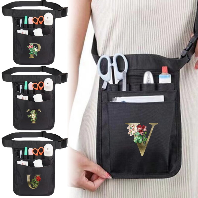 New Medical Supplies Storage Nurse Bags Universal Multi Pocket Work Waist Bag Golden Flower Series Medical Bag Belt Organizer