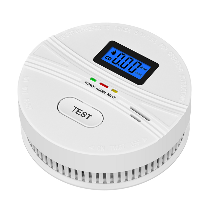 2 in 1 CO & Smoke Alarm, rilevatori di monossido di carbonio, rilevatore di fumo, 85DB in allarme, per casa e cucina, schermo LCD, B