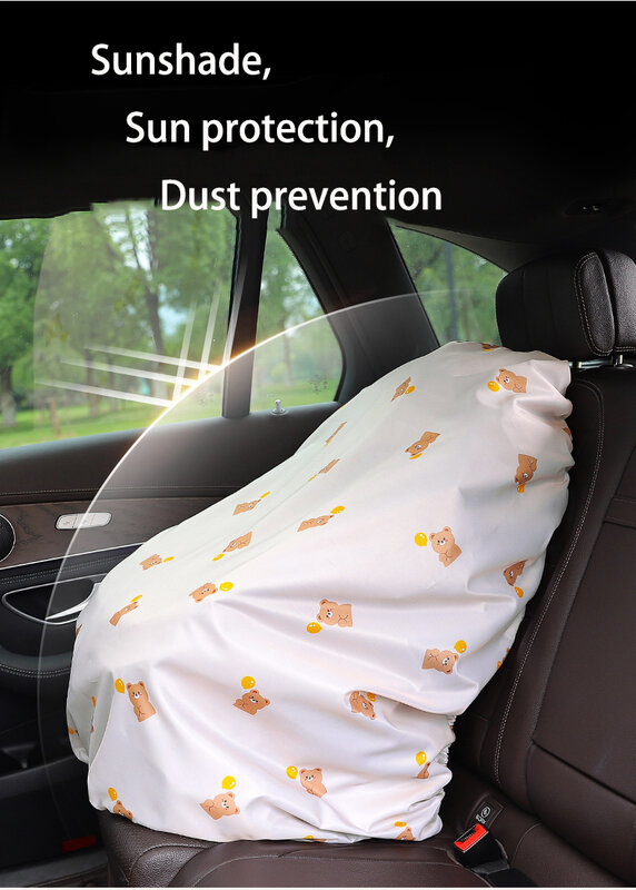 Bebê Segurança Seat Dust Cover, Urso Padrão, Sun Shading, Proteção solar, Isolamento térmico, Desenhos animados, Saco de armazenamento impermeável