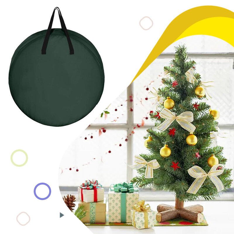 Round Foldable Christmas Tree Bag Xmas Wreath Storage Bag For Storing Christmas Garland Dustproof Cover Home Storage Bags