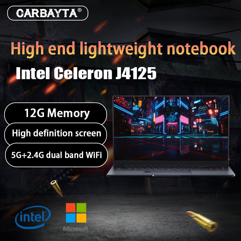 Win 11 Pro Intel Celeron J4125 15.6 Polegada Windows11 Pro 1920*1080 Game Office Laptop 12GB RAM 512GB/1TB SSD Windows 10 Caderno