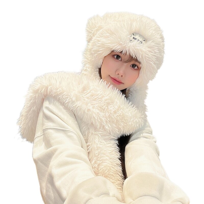 Adult Long Scarf Hat Outdoor Windproof Ear Protect Hat for Girls