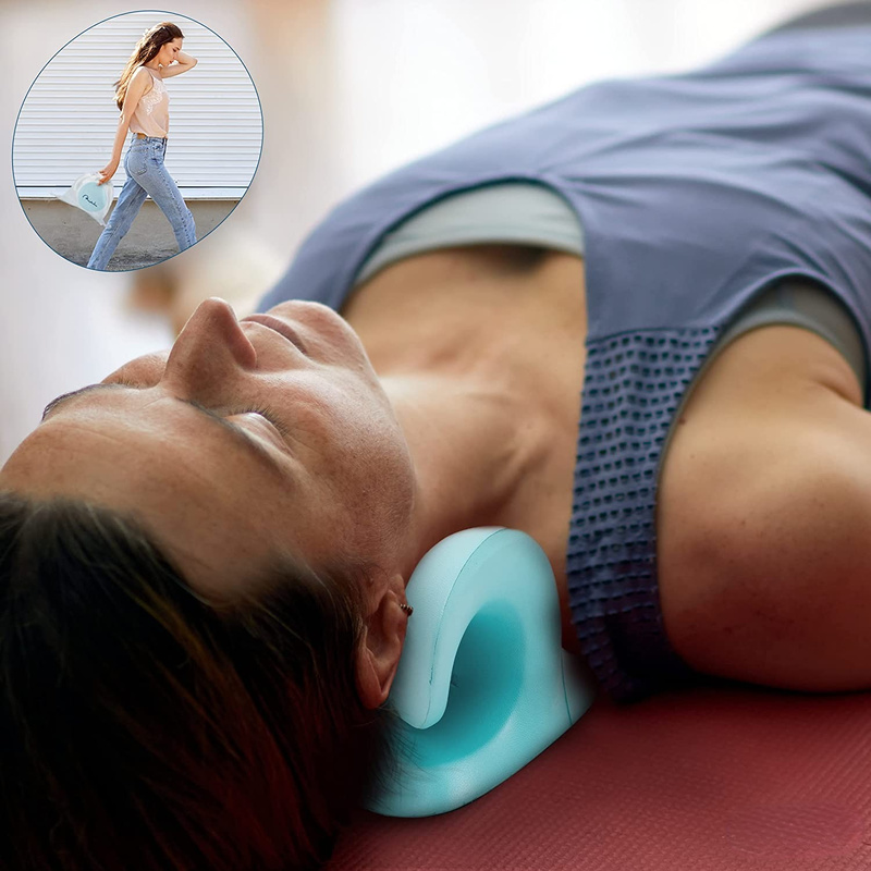 Almohada de masaje para cuello, hombros, cervicales, dispositivo de tracción quiropráctica, relajante para alivio del dolor, masajeador corporal