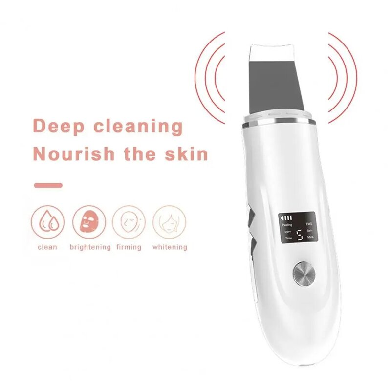 Machine d'épluchage à ultrasons pour les soins de la peau du visage, outil d'élimination de l'huile, épurateur de visage, spatule de peau, dissolvant de points noirs, 4 modes