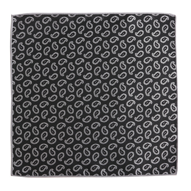 Fashion Silk Hankerchief Men's Pocket Square Scarves Vintage Hanky Handkerchiefs Striped Solid Black Grey 25cm Handmade Handker