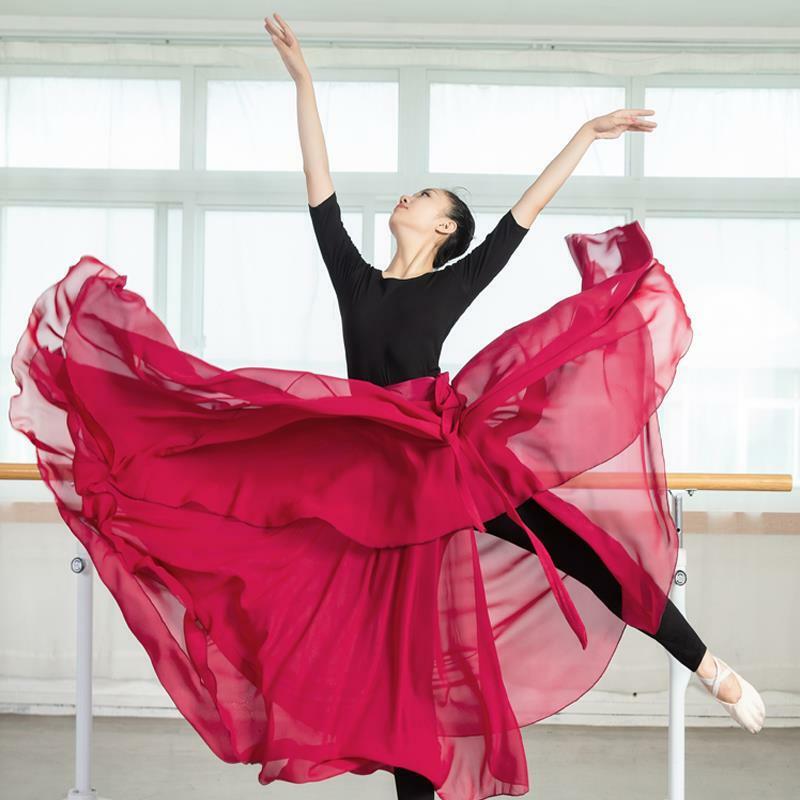 Rok ayun menari, dengan renda satu bagian rok latihan sifon, Rok suara penari, kostum dansa klasik