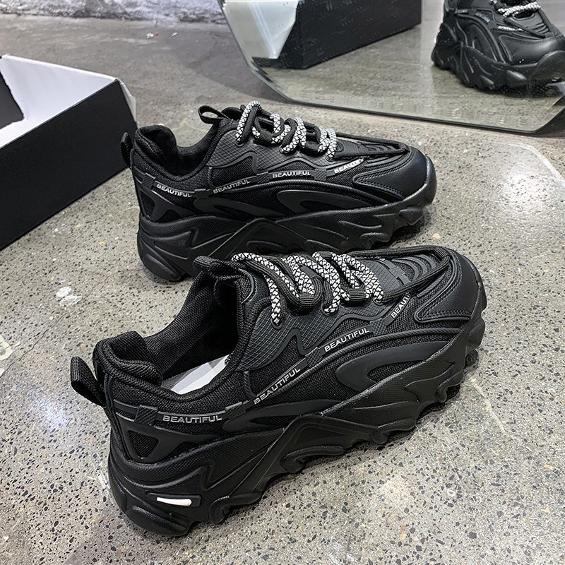 Sul coreano pai sapatos femininos 2022 novo versátil ins maré grossas solas retro cor bloco estrela esportes sapatos casuais confortáveis