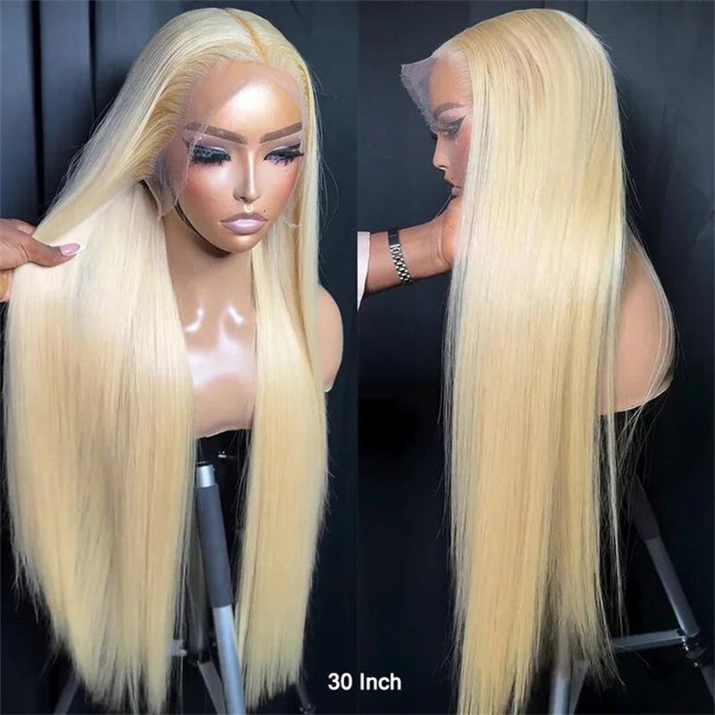 30 Inch 613 Blonde Bone Straight 13x4 HD Lace Front Human Hair Wigs Brazilian Colored 4x4 Closure Wig For Women Pre Plucked 180%