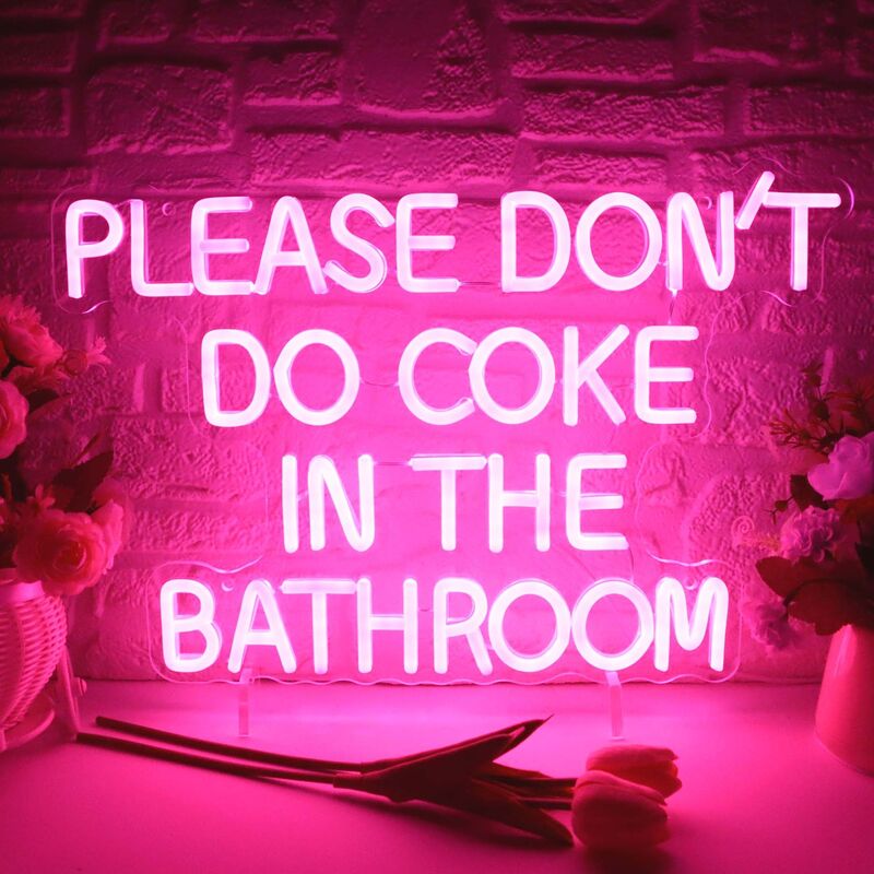 يرجى عدم القيام فحم الكوك في الحمام النيون تسجيل LED ضوء النيون للحمام جدار ديكور رجل كهف تسجيل جدار الفن لشريط المنزل 18x12"