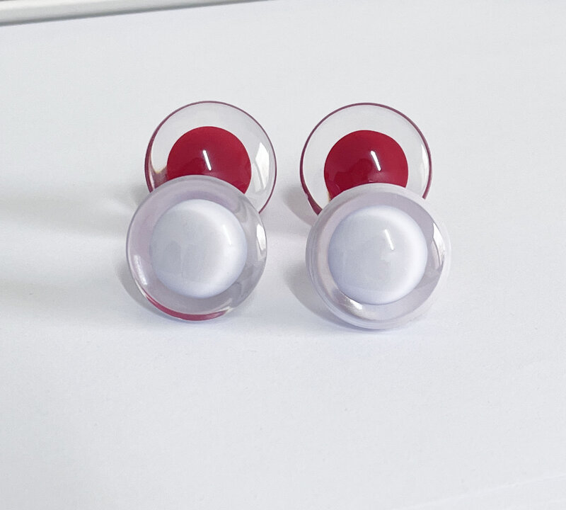20 buah 16mm-25mm putih merah PUPIL 3D jelas trapezoid keselamatan mainan mata dengan mesin cuci putih ukuran pilihan