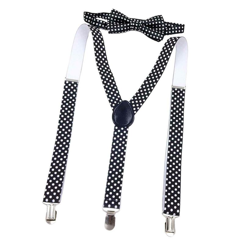 Set dasi kupu-kupu Suspender anak-anak, penjepit bentuk Y kawat gigi dapat disesuaikan untuk pakaian Formal pesta tema celana tari pernikahan