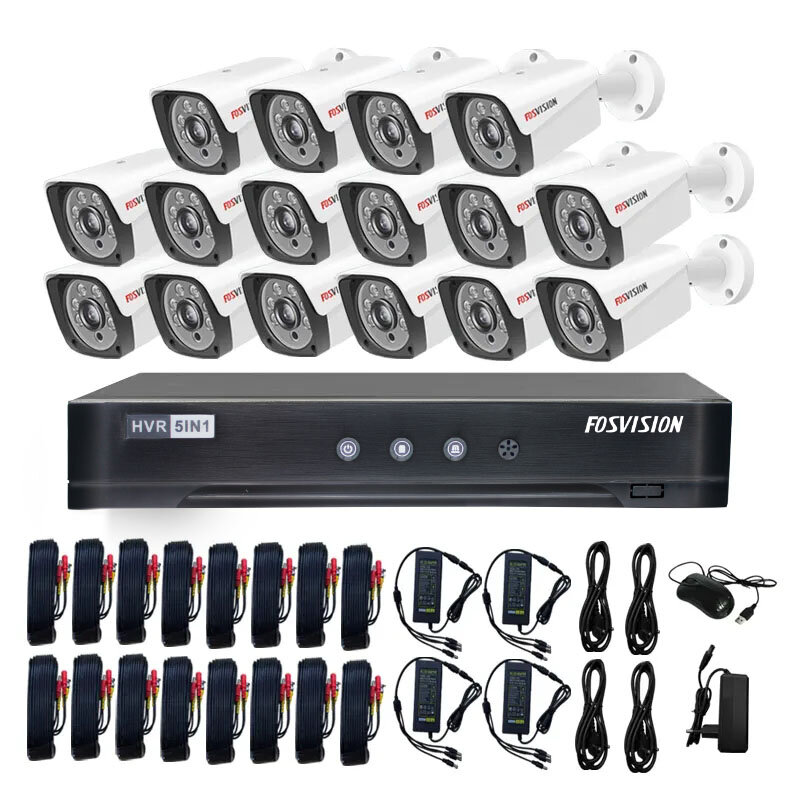 Fosvision-sistema de seguridad para el hogar, Kit de cámara de videovigilancia Ahd 1080p, Dvr, visión nocturna, 16 canales