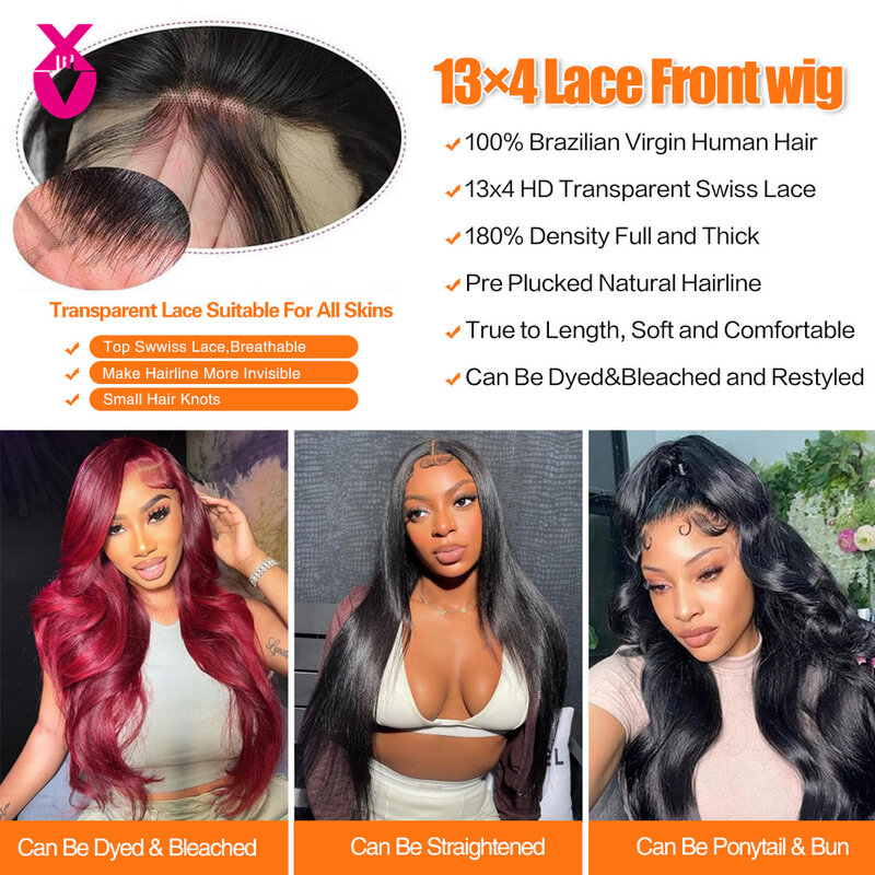 Body Wave Lace Front Wig 13x4 Lace Frontal Human Hair Wig Transparent HD Lace Wig Glueless Wigs Human Hair Pre Plucked Pre Cut