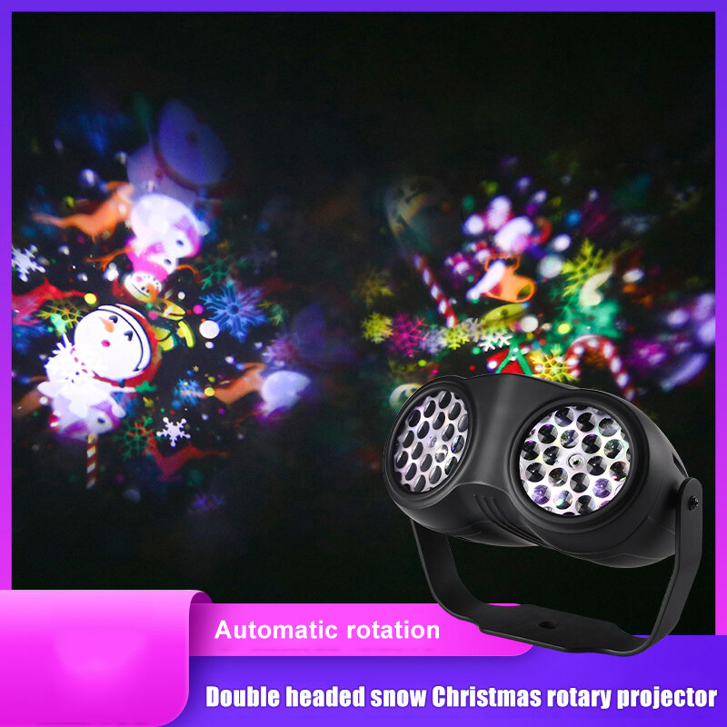 Double Tube Christmas Snowflake Projector Lamp Outdoor Camping Lawn Holiday Party Atmosphere LED Lights Christmas Decoration