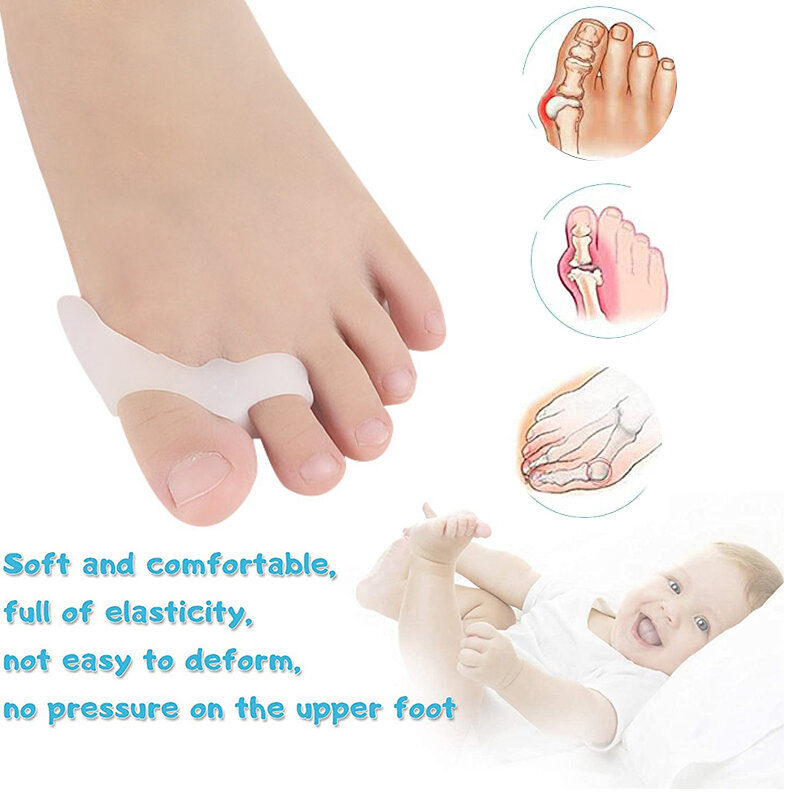 Pexmen 2/4pcs criança gel separador do dedo do pé protetor hallux valgus órtese cuidados com os pés crianças joanete alisador de silicone corretor