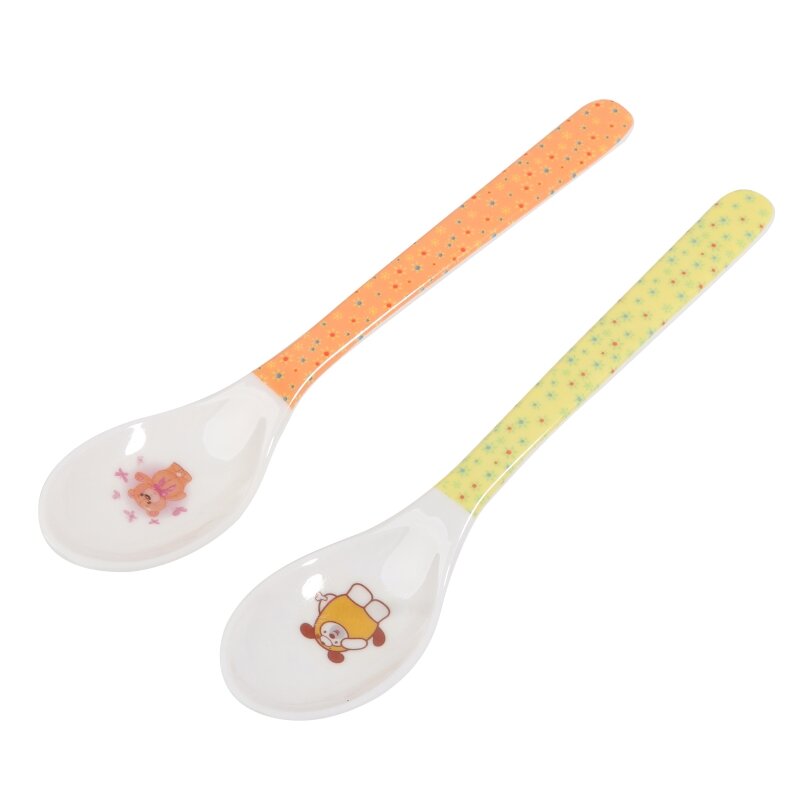 Safe Plastic Cartoon Printing Baby Kids Feeding Spoon Children's Long Soup Coffee Spoon Dinnerware Random Color