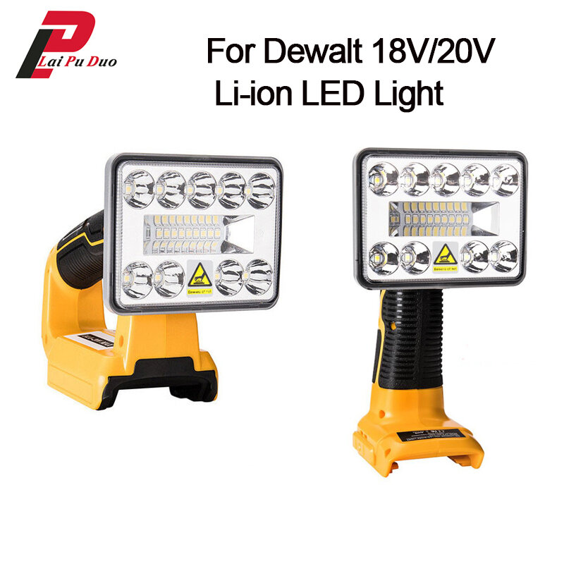 Lampe LED d'intérieur et d'extérieur pour Dewalt, outil d'éclairage, batterie 18V, DCB182, DCB201, DCB200
