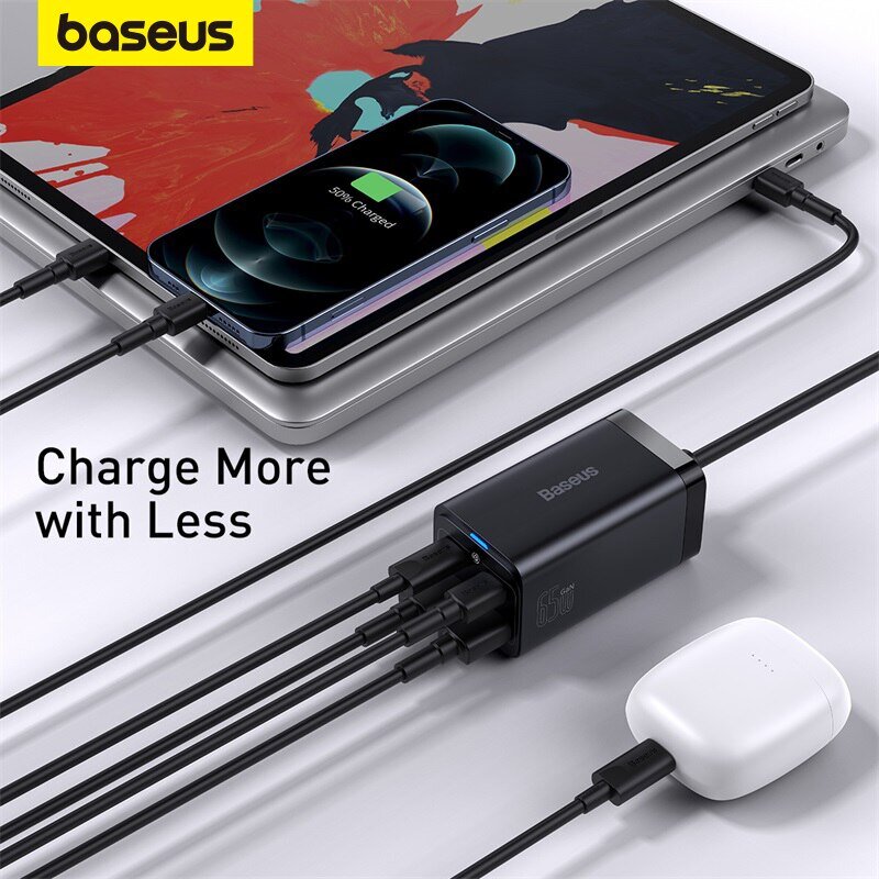 Baseus 65wガン充電器デスクトップ急速充電器4 in 1ラップトップ電話充電器アダプターiphone 15 14 13 pro max xiaomiサムスン