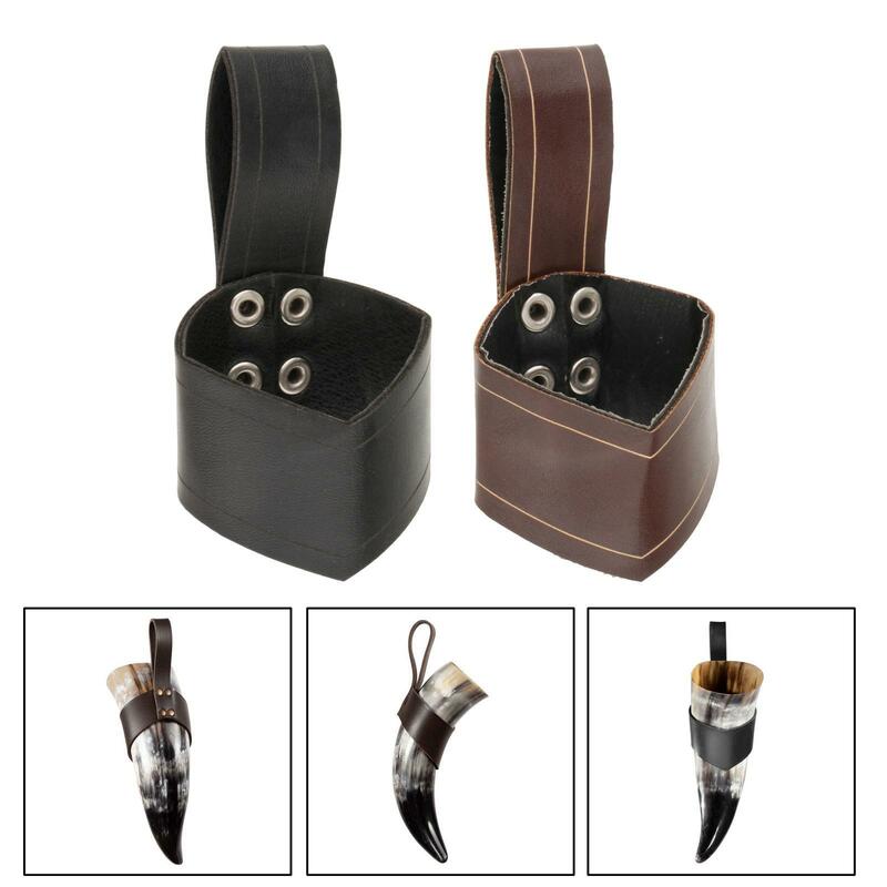 Funda para taza con forma de cuerno para hombre y mujer, accesorio para cinturón, soporte para taza, vikingos, cuerno de buey