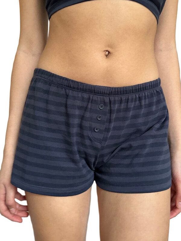 Yawdats-shorts de impressão listrada para mulheres, calças curtas elásticas, casual e bonito, para férias, praia, boate, verão, y2k, 2024
