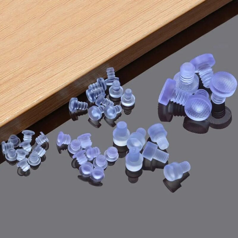 20 Pcs Rubber Stem Bumpers Universal Transparent Fasteners Foot Pad Screws Hole Plugs Anti collision Embedded Cabinet Furniture