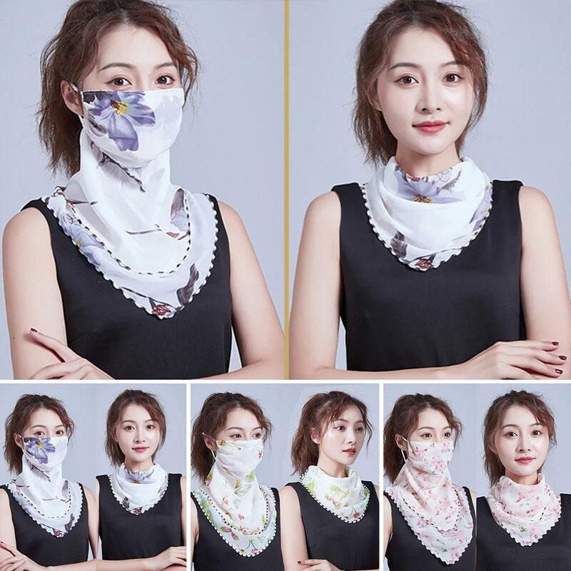 1pc Summer Sun Protection Mask Large Mask For Women's Neck Protection Breathable Mask Full Coverage Adjustable Chiffon Thin Veil