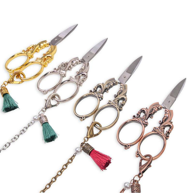 Женские винтажные европейские ножницы, ретро ножницы с цепью, винтажные европейские ножницы для вязания, шитья
