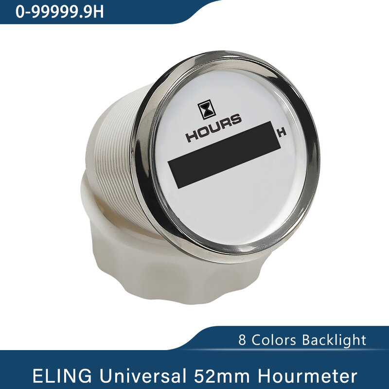 ELING-Hourmeter Digital para Carro, Motor LCD com Luz de Fundo de 8 Cores, Barco, Iate, Embarcação, Universal, 9-32V, 52mm