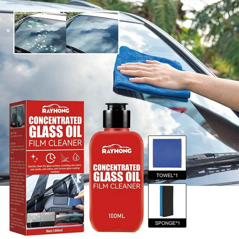 Limpiador de película de aceite de coche 2 en 1, removedor de película de aceite de vidrio, pasta, herramienta de limpieza de parabrisas, limpiador de vidrio Universal para Auto y T3C0