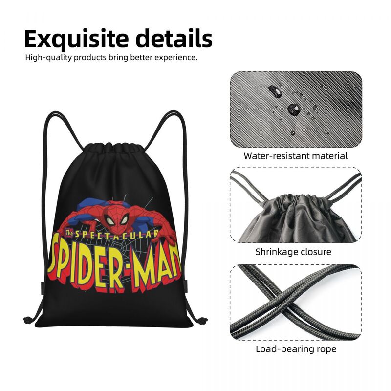 Custom Spider Man Cartoon Trekkoord Tassen Vrouwen Heren Draagbare Sport Gym Sackpack Training Rugzakken