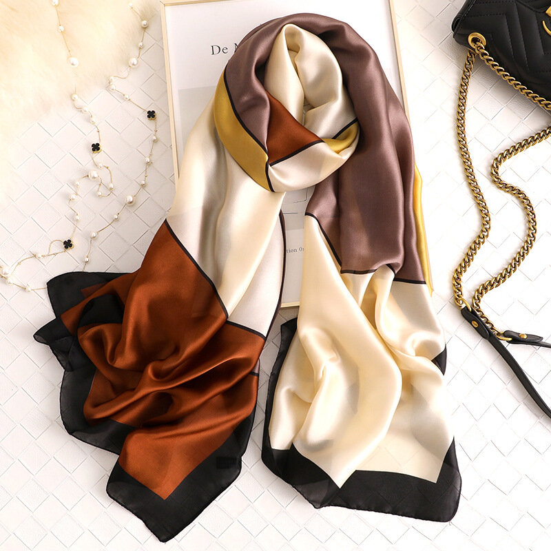Designer di marca sciarpa di seta donna Foulard Bandana femminile scialli lunghi scialli Wrpas sciarpe invernali Pashmina Lady Hijab 2021 echarpe