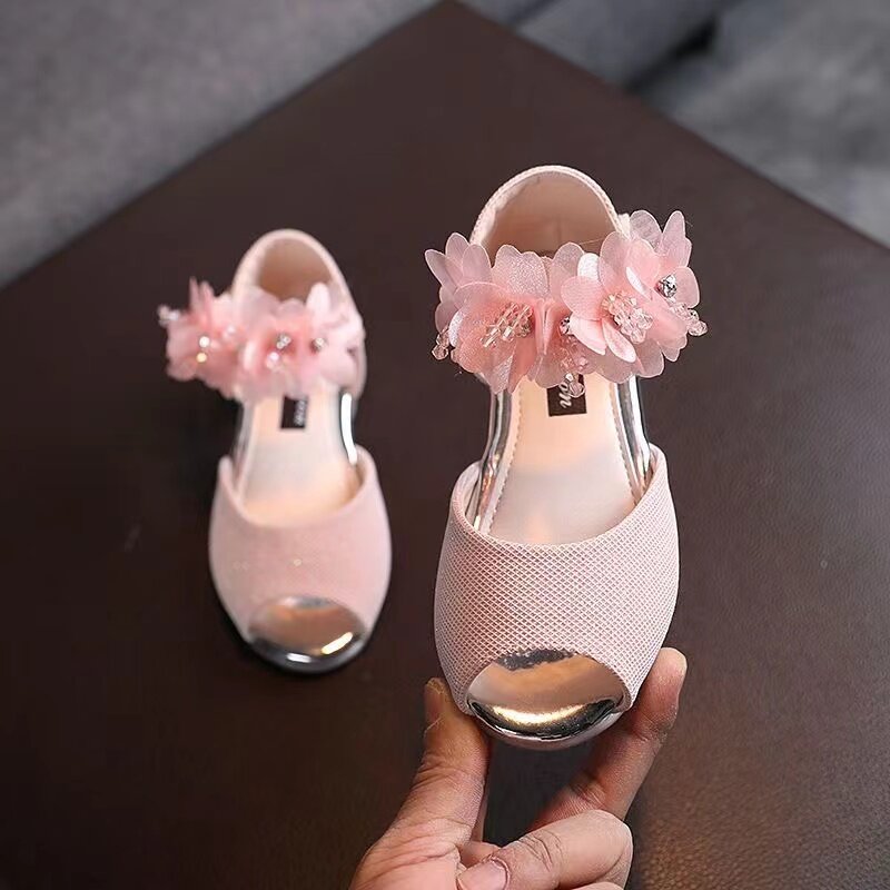 Girls Rhinestone Flower Shoes Low Heel Flower Wedding Party Dress Pump Shoes Princess Shoes For Kids Toddler 2024 New