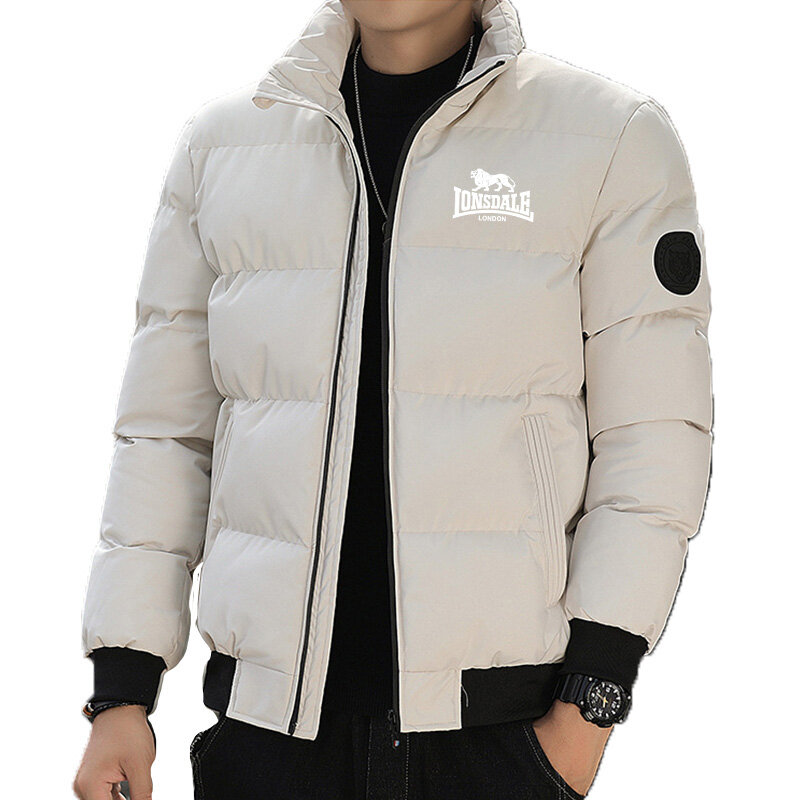เสื้อแจ็คเก็ตมีซิปสำหรับผู้ชายเสื้อแจ็คเก็ตแบบหนาคอตั้งอบอุ่นและกันลมมีแบรนด์กีฬาฤดูหนาวขายดี