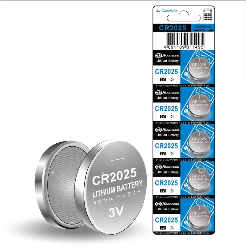 Batteria a bottone ad alta capacità CR2025, adatta per chiavi dell'auto, telecomandi, veicoli elettrici, telecomandi, glicemia m
