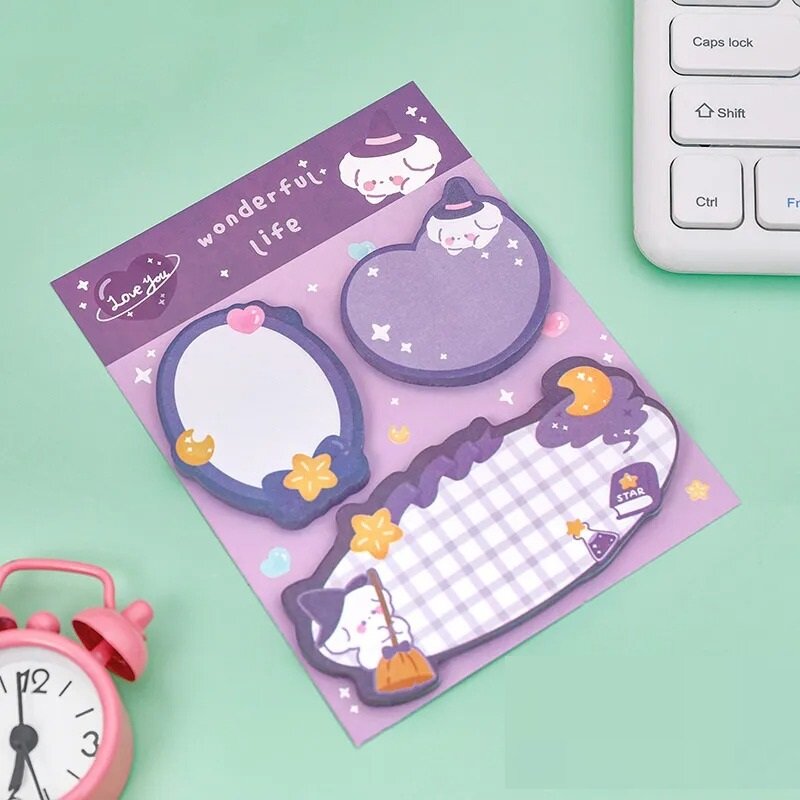 귀여운 만화 스티커 메모 패드, 미니 귀여운 토끼 곰, 자기 접착 메시지 스티커, 사무실 학교 용품 문구