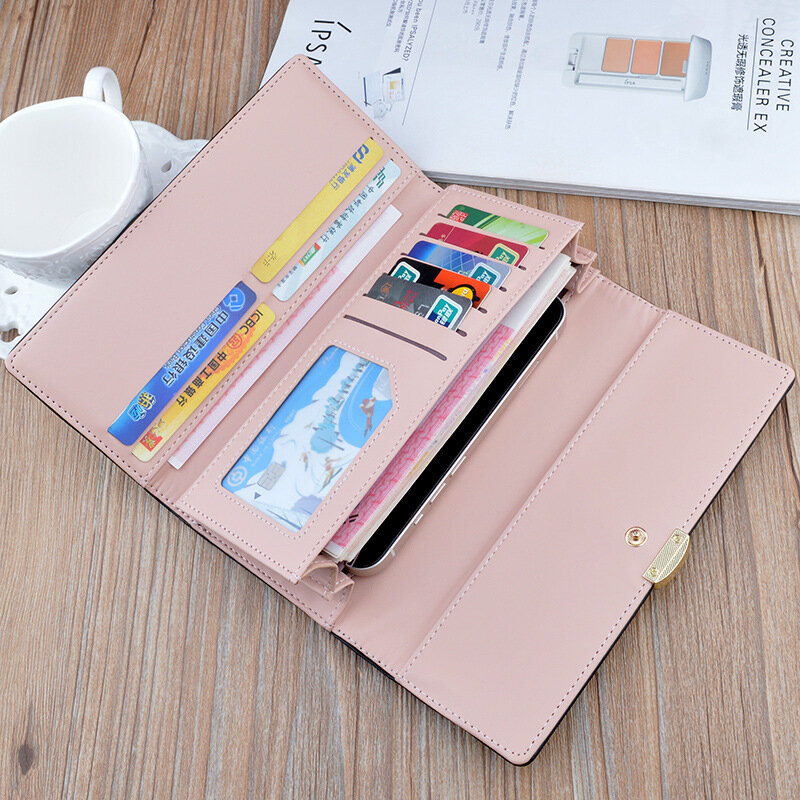 Neue Damen brieftasche Damen lange Multi-Card Schnalle Clutch Tasche Mode einfache dreifache Brieftasche weiche Brieftasche
