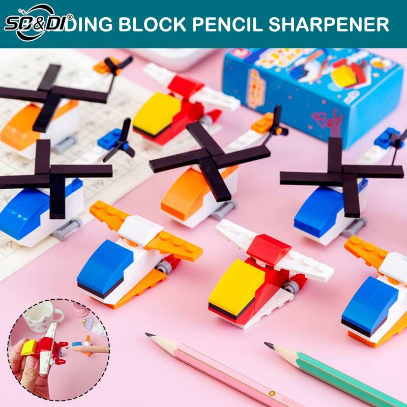 DIY Cartoon Building Block Pencil Sharpener Student Creative Stationery Kindergarten Puzzle Assembled Penknife Sharpener