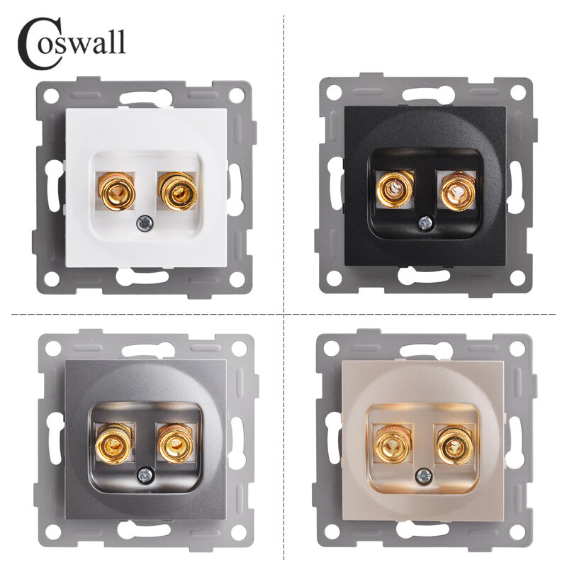 COSWALL-Conector de altavoz integrado de pared para el hogar, módulo de entrada, Audio Multimedia, serie H, estándar europeo, doble enchufe, 86 tipos