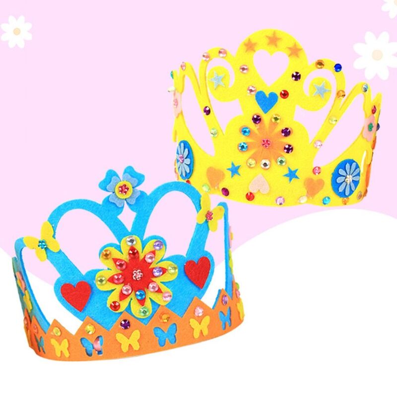 Sombreros de Arte de tela no tejida para niños, artesanías, sombrero educativo de princesa, mariposa, flor Montessori, corona de Reina, banda para la cabeza