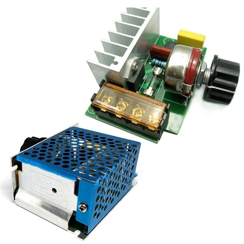 TTKK 2X 모터 속도 컨트롤러, 조절식 전압 조정기, SCR 고전력 온도 조절기, 조광기 컨트롤러, 4000W, 핫