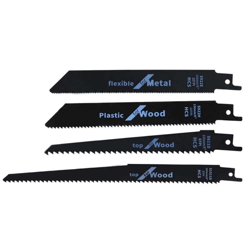 4pcs Reciprocating Saw Blades High Carbon Steel Wood Pruning Saw Blades For Plastic Pipe Metal Cutting S922H/S922E/S611D/S1011D