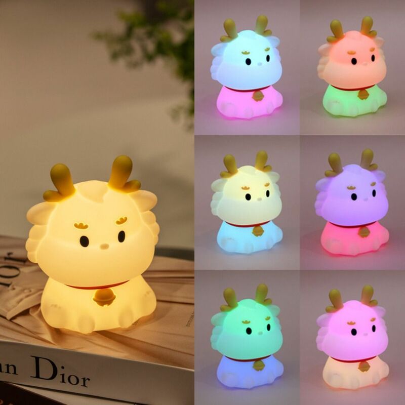 Touch Sensor Dragon Silicone Night Light Eye Protection USB Charging Patting Night Lamp Colorful Soft Light