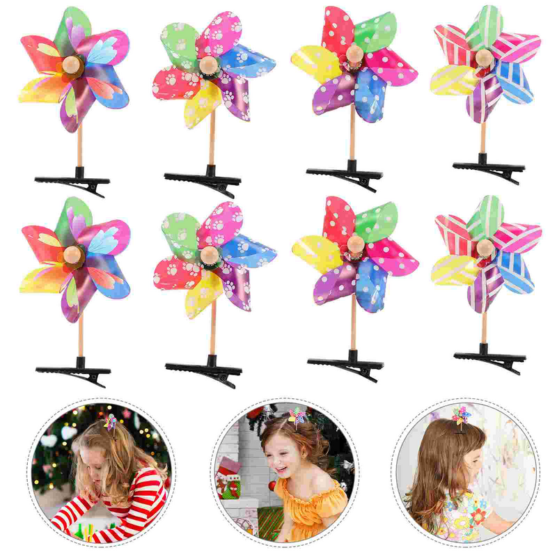 24Pcs Hair Clips Pinwheel Barrettes Flower Clipgirls Hairpinskids Decorative Cute Windmill Girl Pin Accessories Children Cartoon