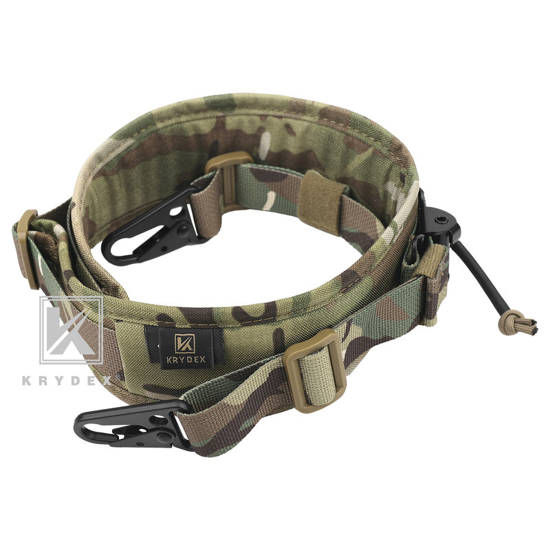 KRYDEX Tactical Modular Rifle Sling Strap Removable 2 Point / 1 Point 2.25" Padded Slingster Shooting Hunting Rifle Accessories